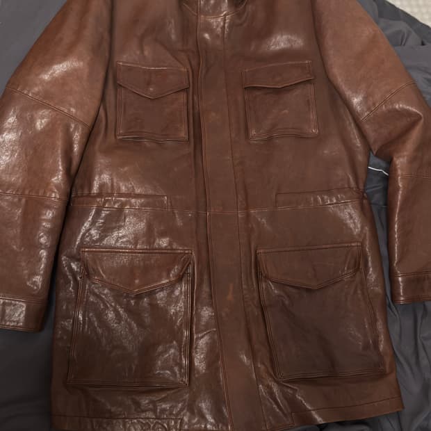 브라운 포켓 레더 자켓 