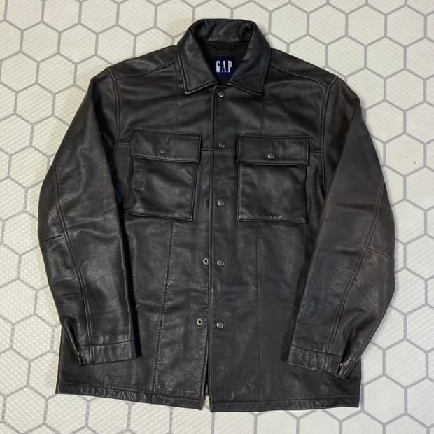 (M) 00s 갭 레더 코치자켓 다크브라운 올드갭