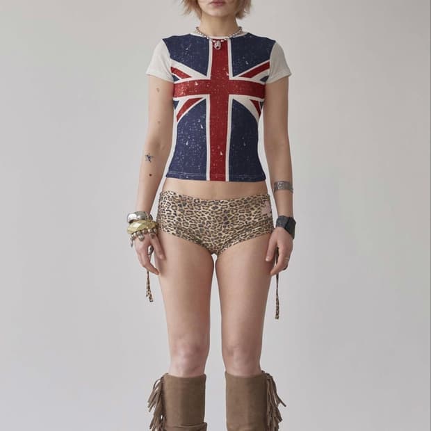 스컬프터 Union Jack Baby Tee White 반팔티