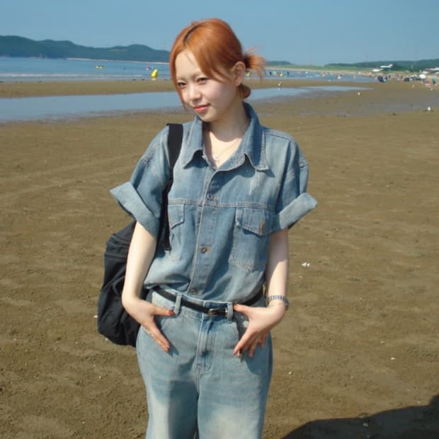 아워캐비넷 빈트 데님 셔츠