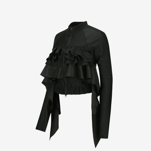 앤더슨벨 라일리 러플 타이트 집업 블랙 m