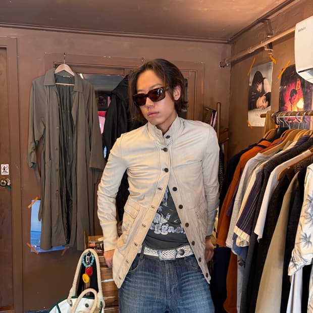 GIORGIO BRATO 조르지오 브라토 아이보리 램 레더 자켓