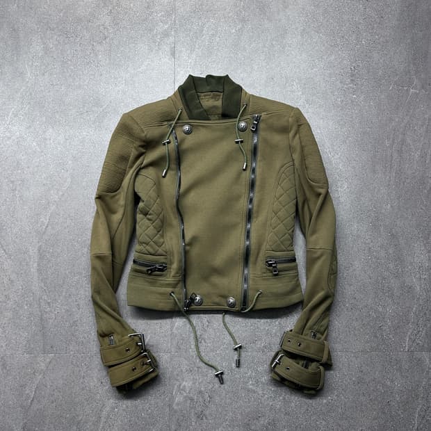 나폴레옹 더블 짚 퀼팅 판넬 사선 자켓