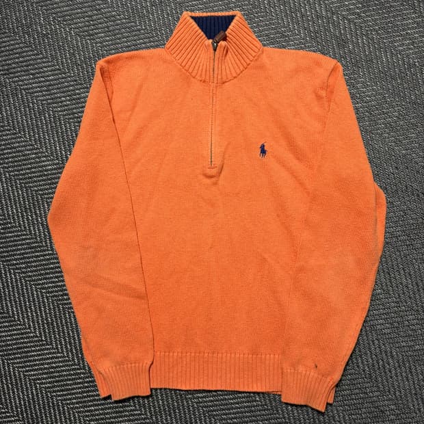 폴로 랄프로렌 오렌지색 하프넥 니트(L)