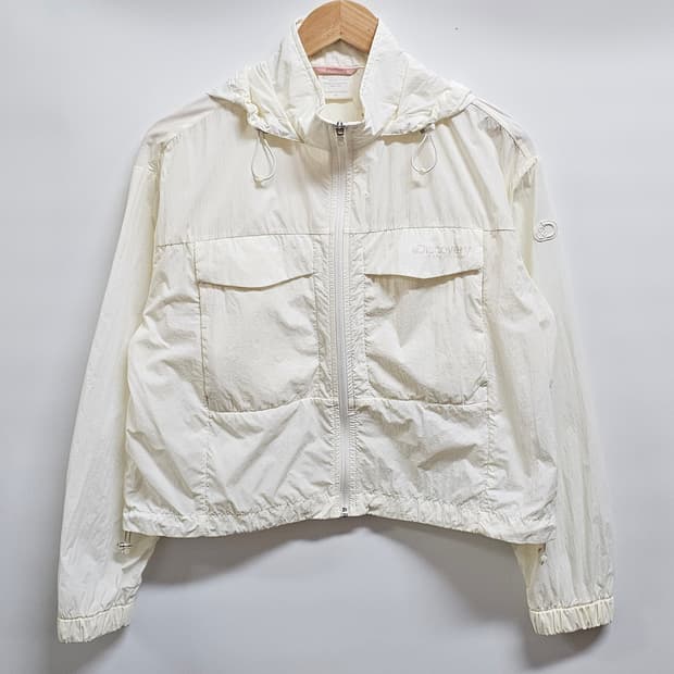 디스커버리 아이보리 후드 바람막이 자켓 90