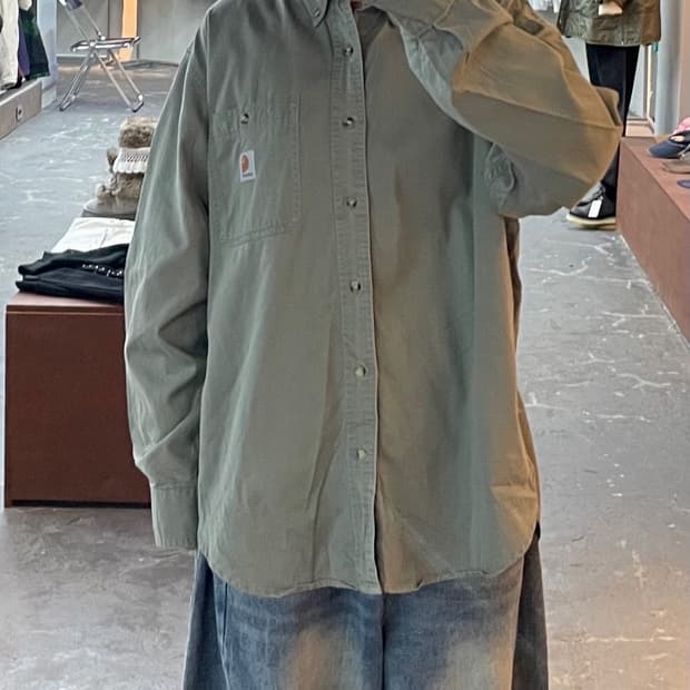 칼하트 카키 워크 셔츠 H1622