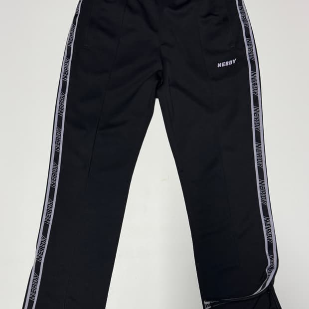 널디 Nerdy 밑단 지퍼 로고 트랙팬츠 M 퍼플 30.7인치