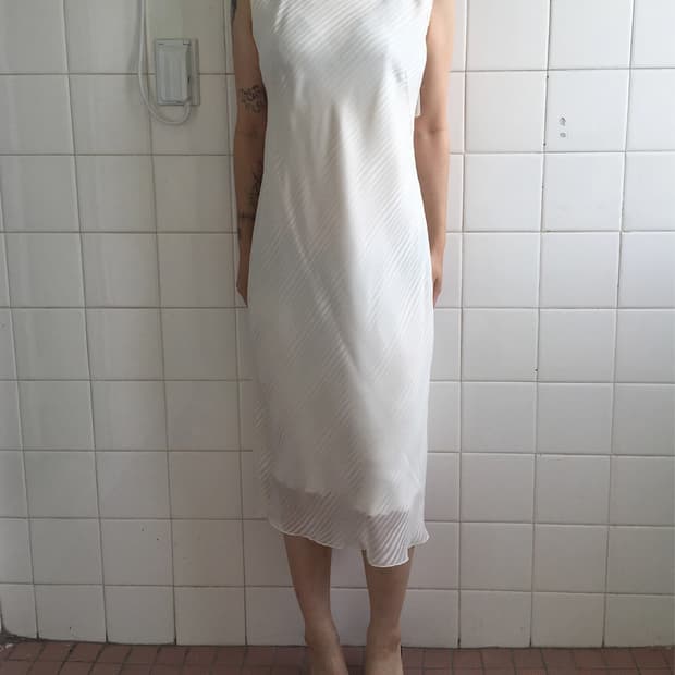Stripe pattern sleeveless onepiece