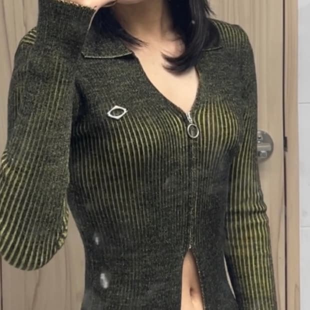 미스치프 니티드 투톤 셔츠 집업 M