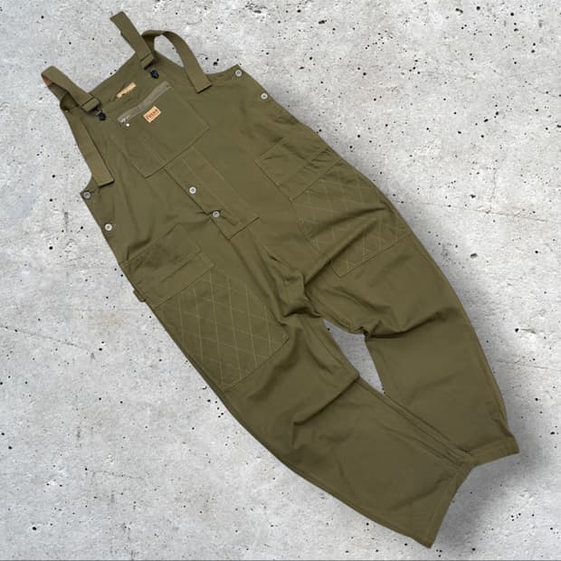 [2XL] FUZAO 더블니 올리브 그린 작업 오버롤 D627