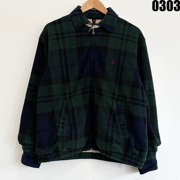폴로 골프 체크 집업 자켓 S 실측 L 0303