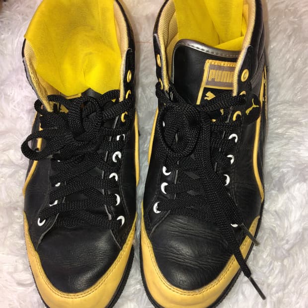 puma yellow silver shoes