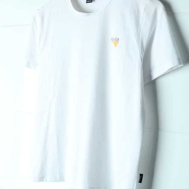 W(M-L) 골라 반팔 티셔츠 기능성 스몰로고 화이트-H34386
