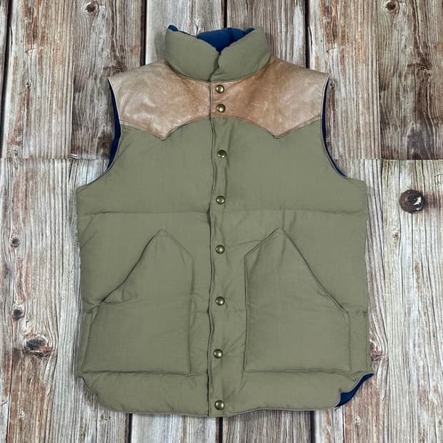 [S]더블웍스 by 웨어하우스 요크 레더 다운 베스트 베이지 색