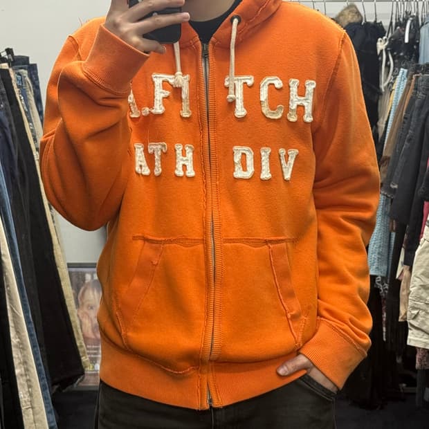 아베크롬비 정품 주황색 오렌지 스웻 후드 집업 후디 L 100 양홍원 