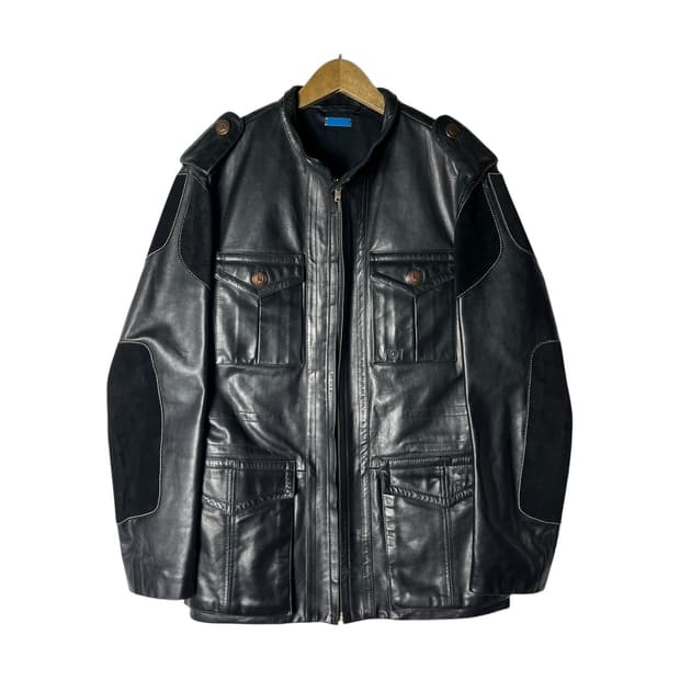 [VGRANTHAN] 빅토리아그랜탐 엘보패치 멀티포켓 레더자켓