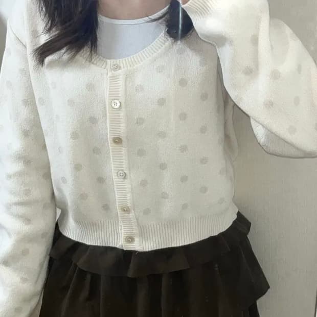 레터프롬문 로하 유넥 아방핏 도트가디건 아이보리 빈티지 걸코어 러블리