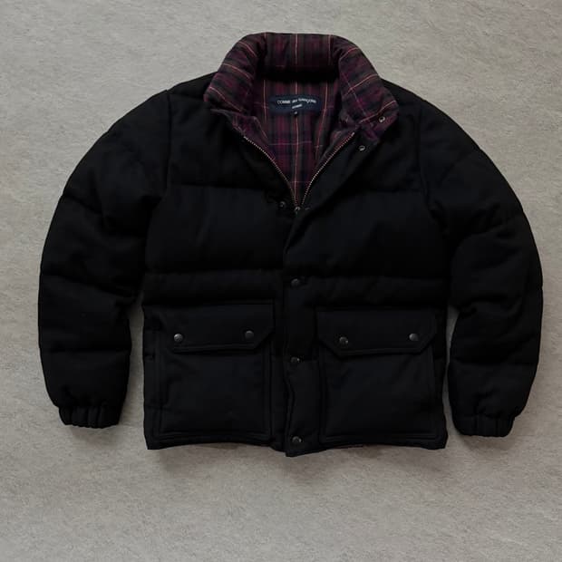꼼데가르송 옴므 체크패턴 푸퍼자켓