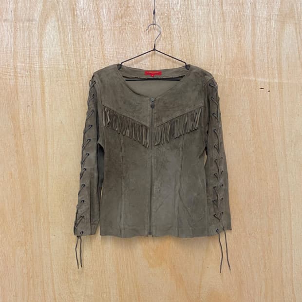 LANCEL fringe lace-up jacket
