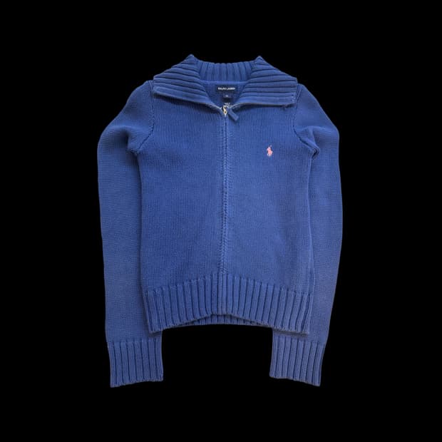 랄프 로렌 하프 집 코튼 니트