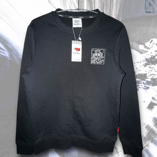 Keith Haring 블랙 기모 맨투맨