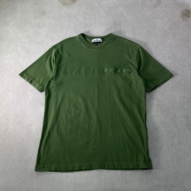 105 스톤아일랜드 테이프 로고 세이지그린 반팔 티셔츠