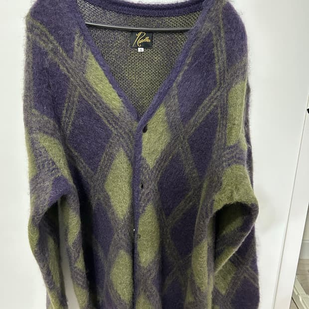 니들스 모헤어 가디건 아가일