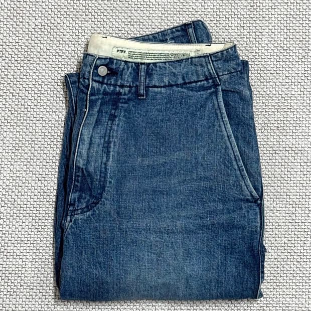 포터리 원워시드 와이드 데님 미드 블루 3사이즈