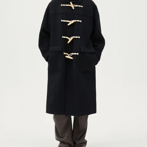 로파이 오버핏 스테디 더플코트 블랙