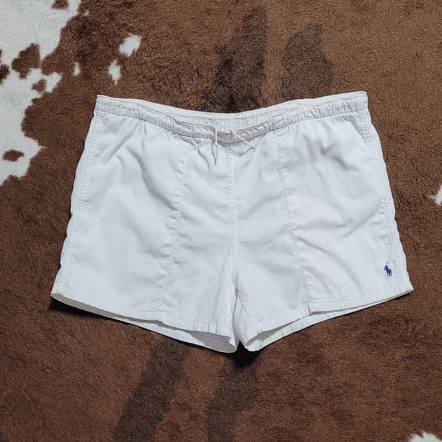 폴로 랄프로렌 남성용 화이트 숏 반바지(L)