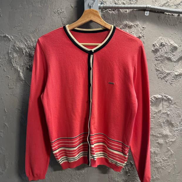 90s 발렌시아가 BALENCIAGA 배색 니트 가디건 핑크 100