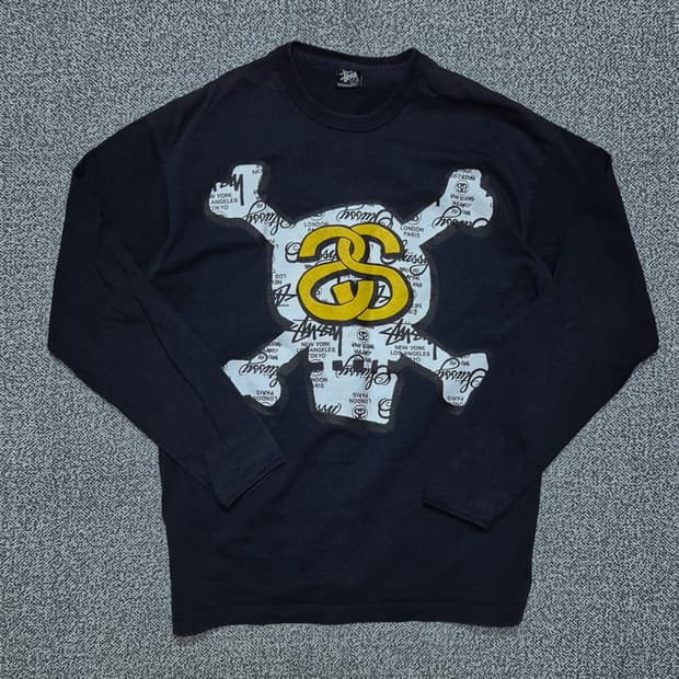 stussy 스투시 해골 프린팅 네이비 롱슬리브