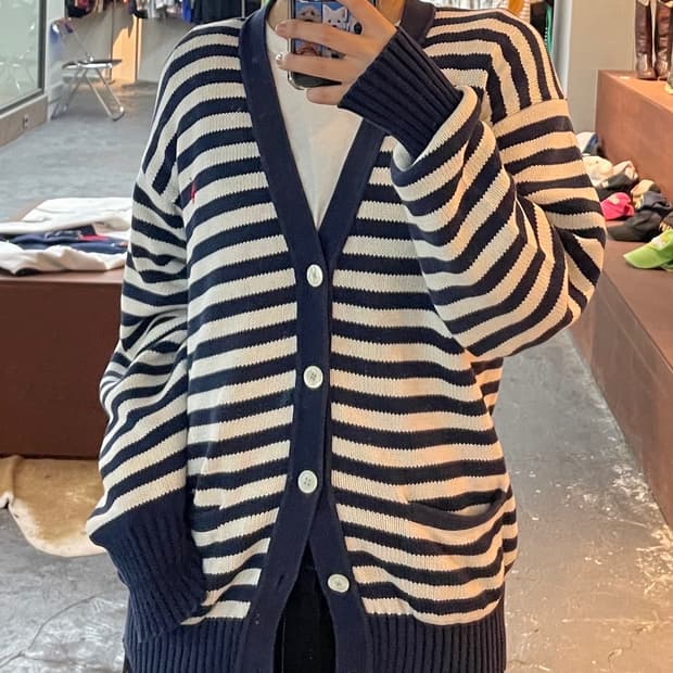 폴로 랄프로렌 스트라이프 코튼 가디건 H208