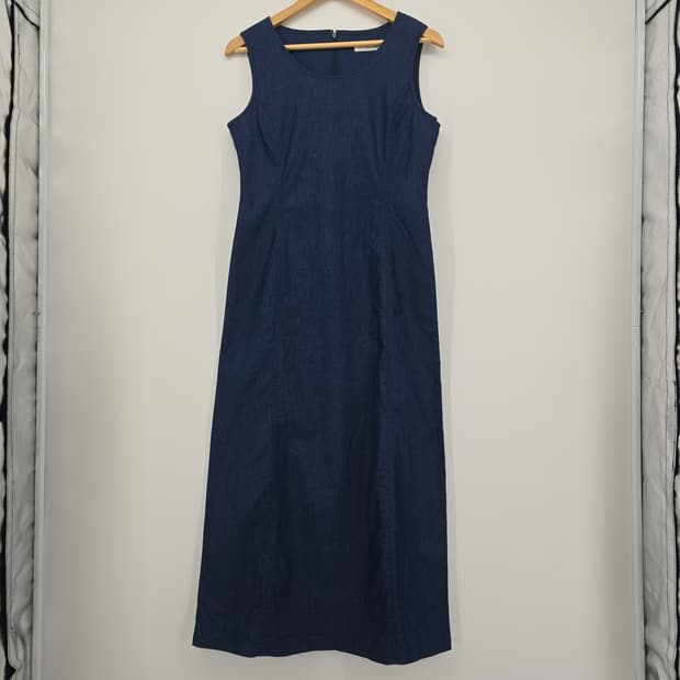 The Heart Fields 네이비 데님 민소매 롱 원피스