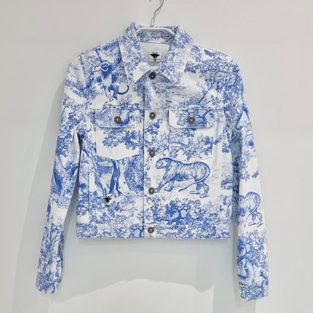 [중고명품셀렉트]크리스찬 디올 블루 & 화이트 데님 여성 자켓 사이즈 3
