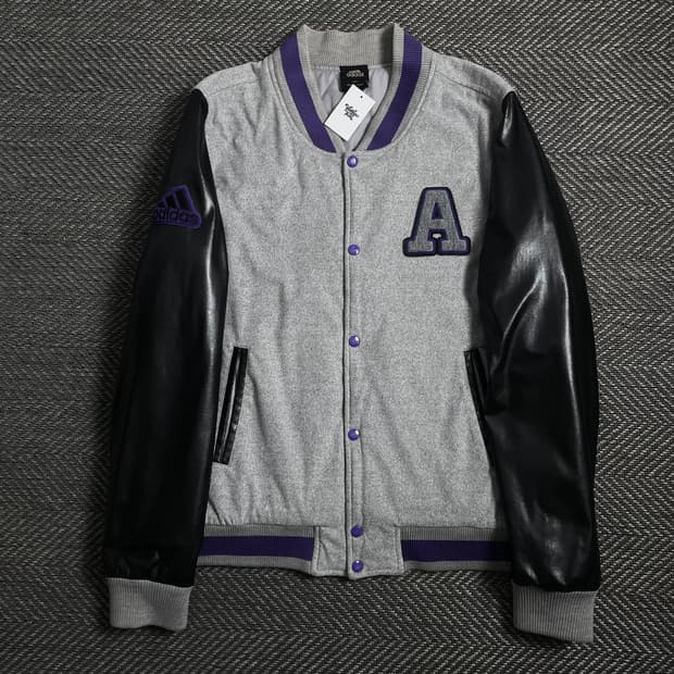 아디다스 빅로고 레더 스웻 바시티 자켓o 4026