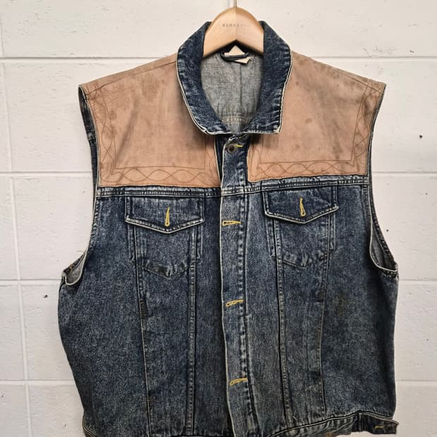 L/105) OUT LINE 빈티지 데님 조끼 팝니다