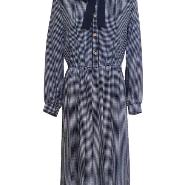 일본 빈티지 네이비 하운드 플리츠 원피스