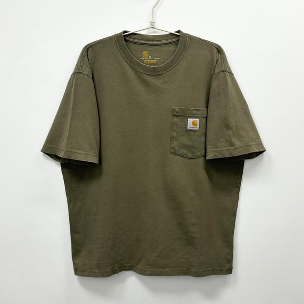 칼하트 빈티지 포켓 카키 반팔 티셔츠 M