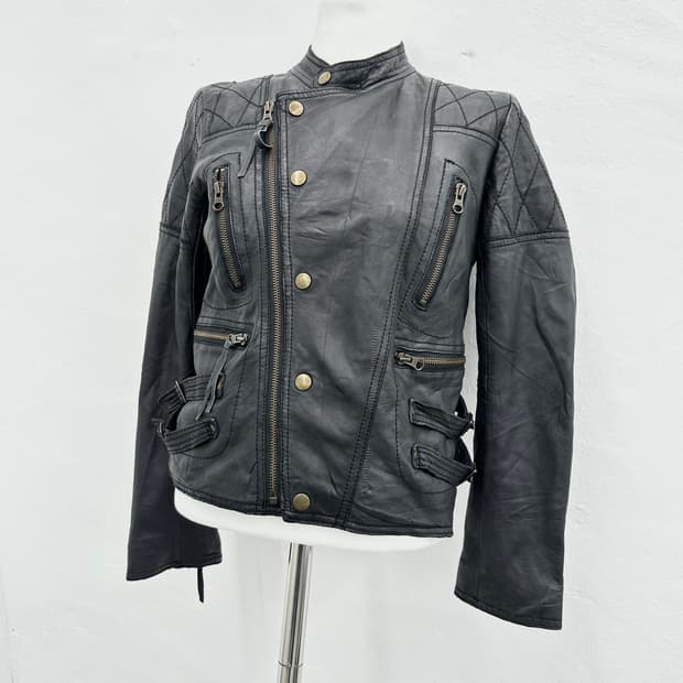 Lambskin zipper detail jacket