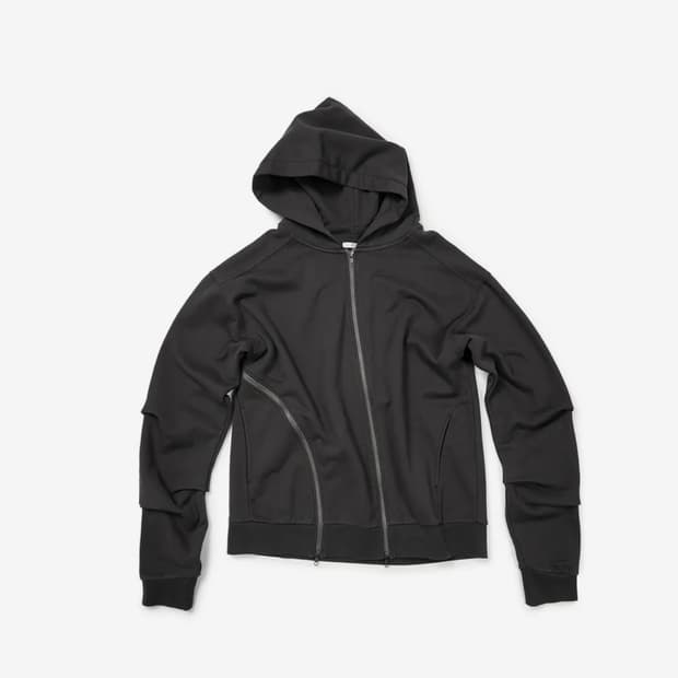 이티씨이 - CURVED DOUBLE ZIP HOOD (CHARCOAL