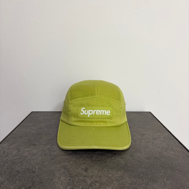 (OS) 슈프림 박스로고 캠프캡 모자 22SS 워시드 다크 라임