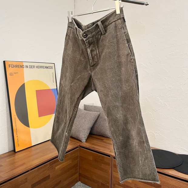 wjk 오버다이 데님 카프리 팬츠