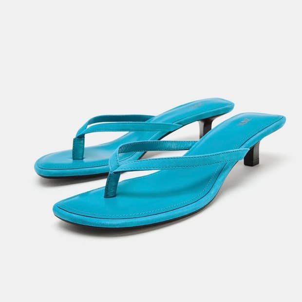 Zara 자라 스웨이드 키튼 힐 샌들 쪼리 블루 240