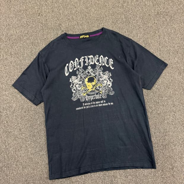 LL)Calm Slow 빈티지 Y2K 스컬 프린팅 반팔 티셔츠