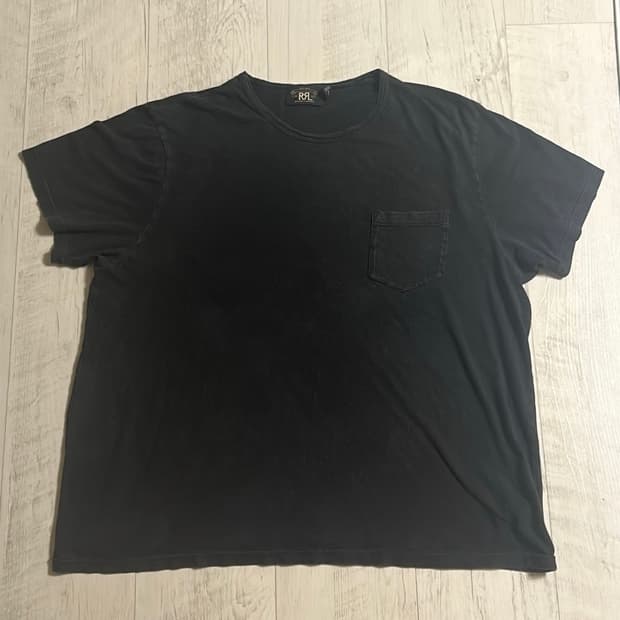 RRL 인디고 져지 포켓 티 블랙 XXL