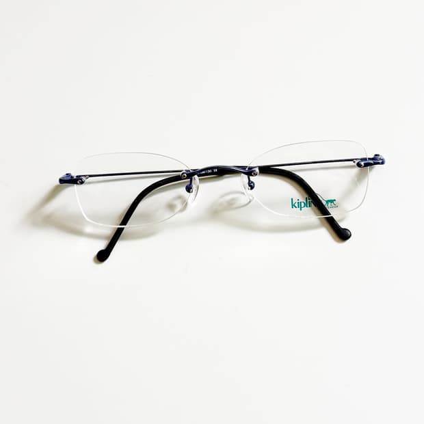 90s KIPLING 무테 스퀘어 블루 메탈 빈티지 안경
