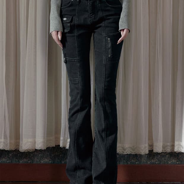 <새상품>보헴서 사이드 포켓 부츠컷 진 딥 그레이M