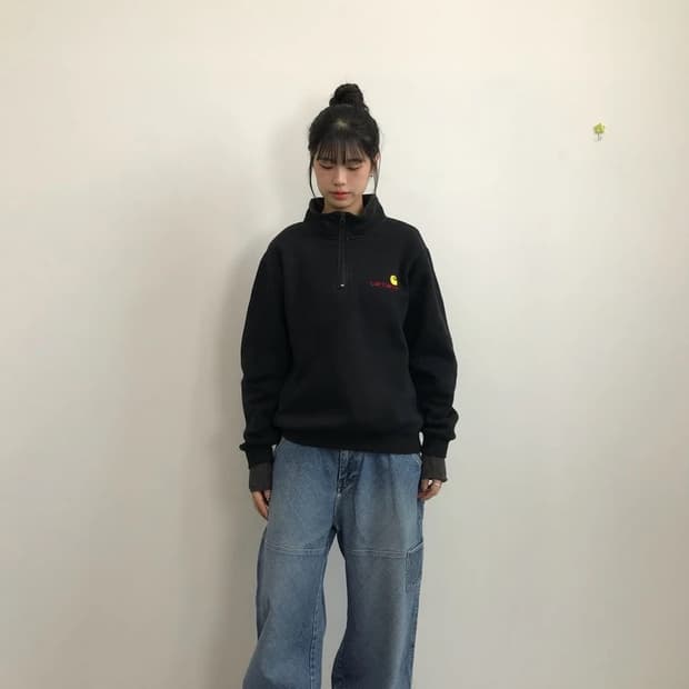 Carhartt WIP Black Half Zip Sweatshirt