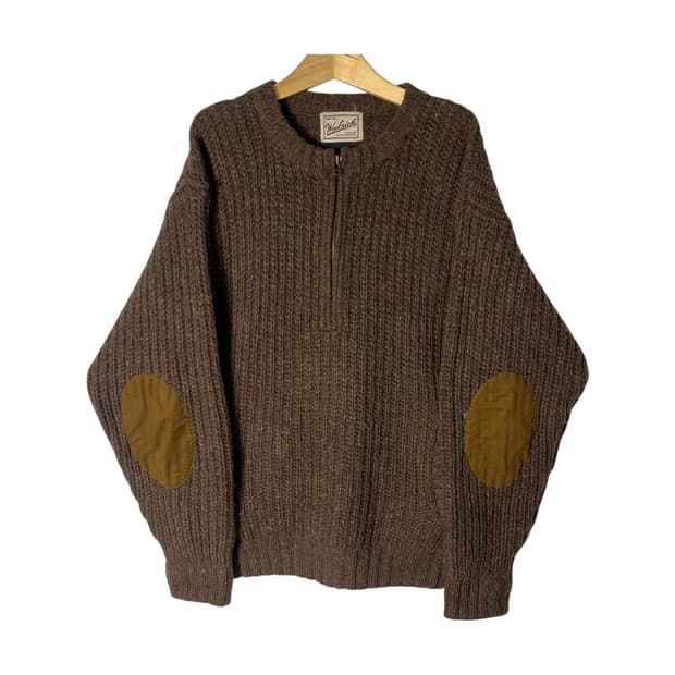 [Woolrich] 00s 울리치 엘보패치 하프집업 울 니트